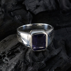 Iolite Solitaire African Silver Blue Gems Eye catching Modern Ring Jewelry
