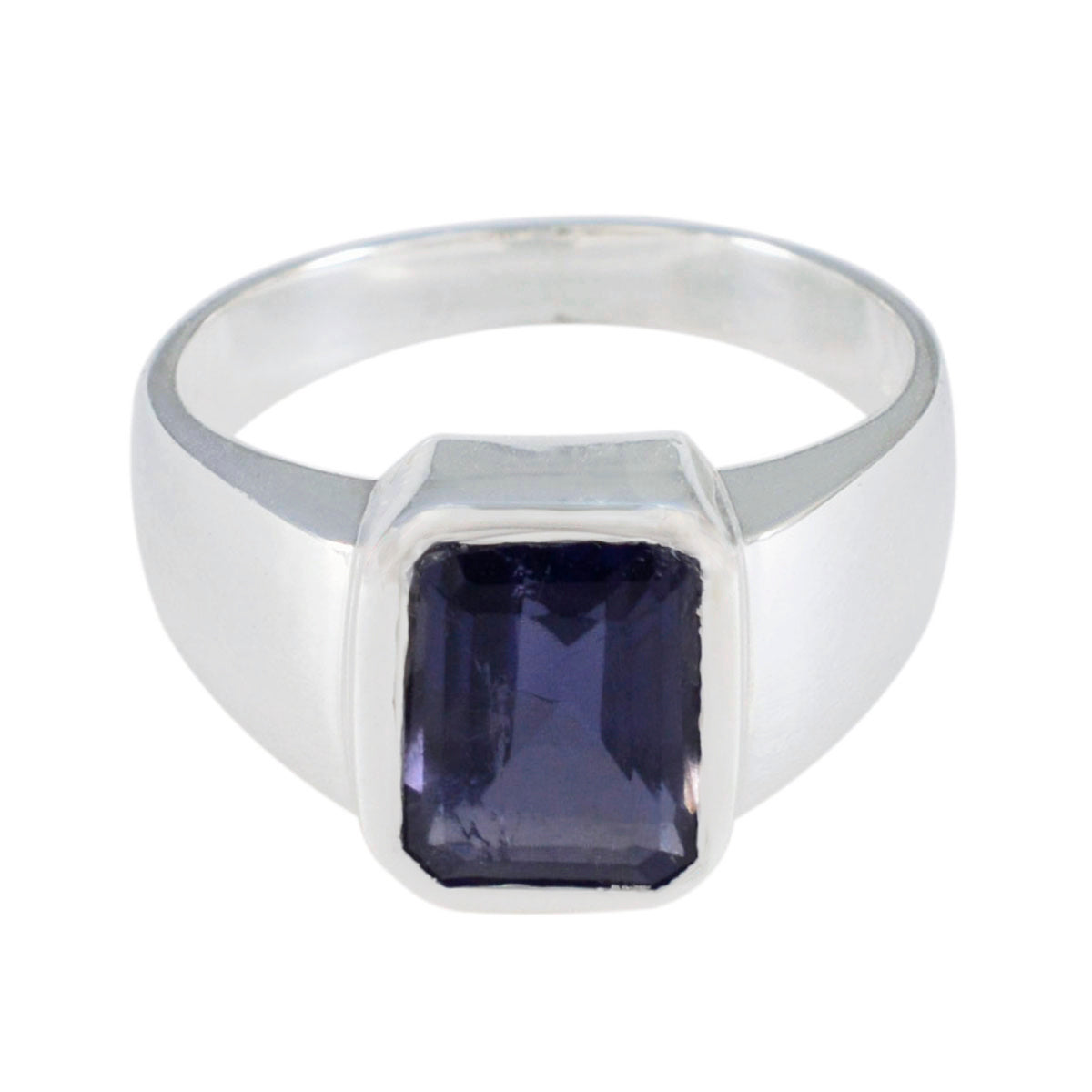 Iolite Solitaire African Silver Blue Gems Eye catching Modern Ring Jewelry Huvudsaklig produktbild