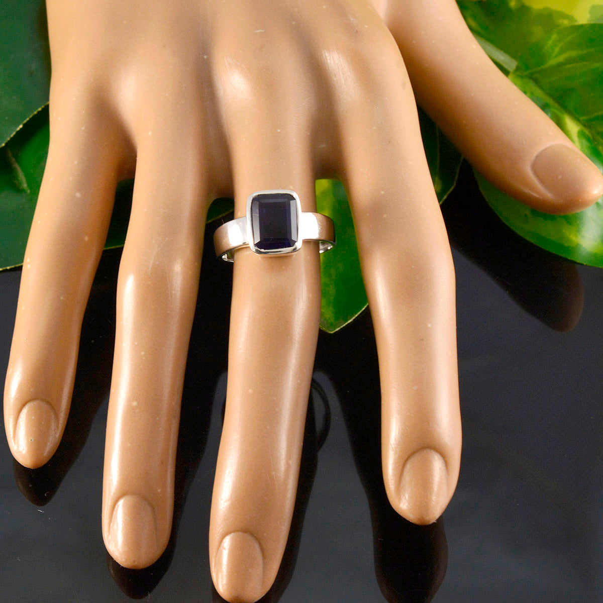 Iolith Solitär Russischer 92,5 Silber Blaue Edelsteine Schlanker Feminin Ring Schmuck