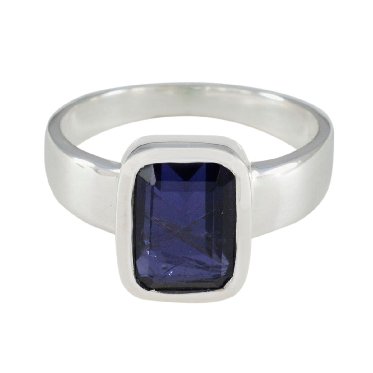Iolite Solitaire Russian 92.5 Silver Blue Gems Slim Feminine Ring Jewellery メイン画像