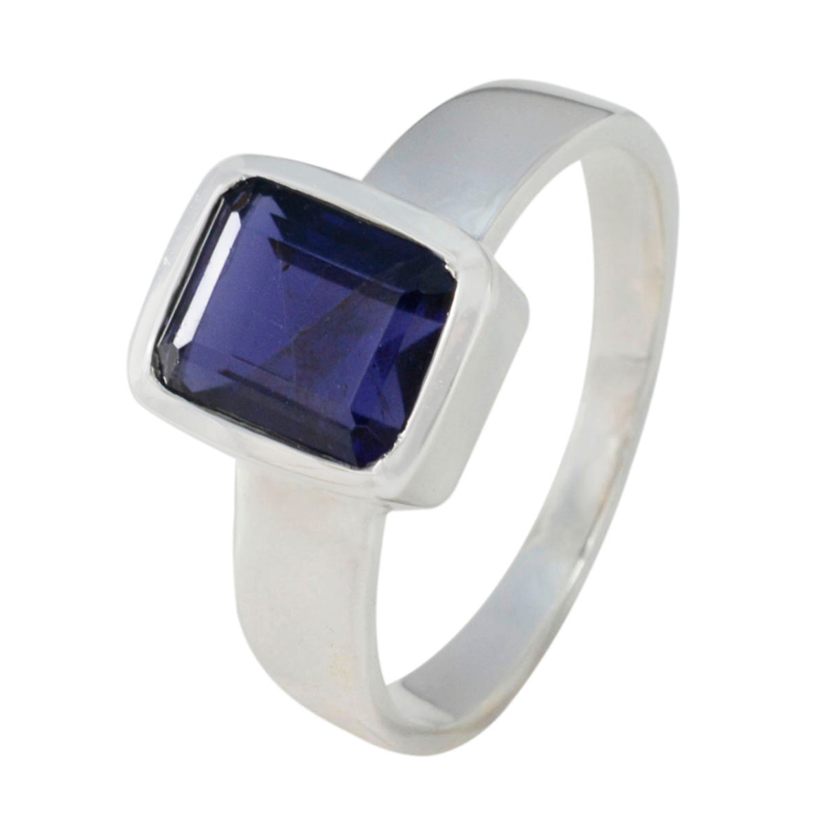 Iolite Solitaire Russian 92.5 Silver Blue Gems Slim Feminine Ring Jewellery