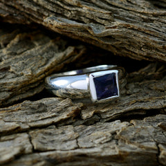 Iolite Solitaire Egyptian 925 Silver Blue Gems Slim Modern Ring Jewelry