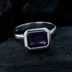 Iolite Solitaire Egyptian Sterling Silver Blue Gemstones Tiny Abstract Ring Jewellery
