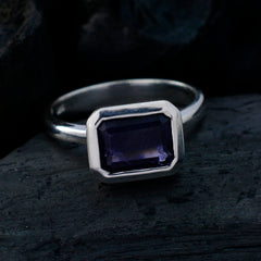 Iolite Solitaire Egyptian Sterling Silver Blue Gemstones Tiny Abstract Ring Jewellery