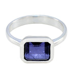Iolite Solitaire Egyptian Sterling Silver Blue Gemstones Tiny Abstract Ring Jewellery