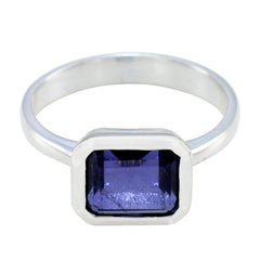 Iolite Solitaire Egyptian Sterling Silver Blue Gemstones Tiny Abstract Ring Jewellery