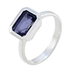 Iolite Solitaire Egyptian Sterling Silver Blue Gemstones Tiny Abstract Ring Jewellery
