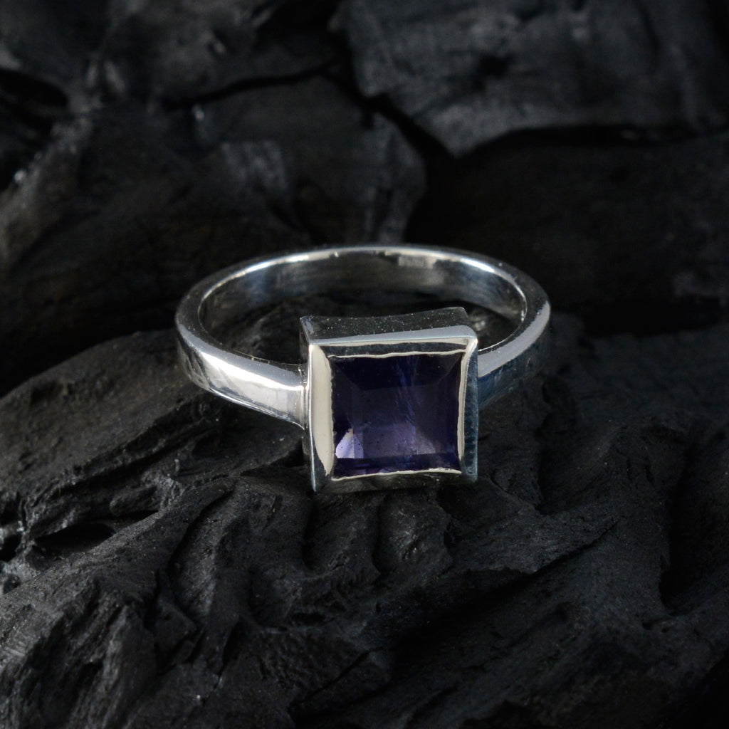 Iolite Solitaire Moroccan 925 Sterling Silver Blue Gems Featherlight Feminine Ring Jewelry