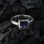 Iolite Solitaire Moroccan 925 Sterling Silver Blue Gems Featherlight Feminine Ring Jewelry