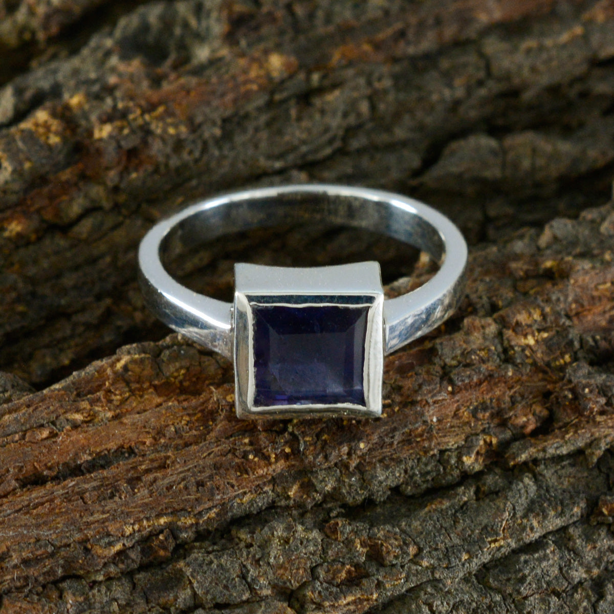 Iolite Solitaire Moroccan 925 Sterling Silver Blue Gems Featherlight Feminine Ring Jewelry