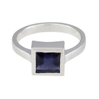 Iolite Solitaire Moroccan 925 Sterling Silver Blue Gems Featherlight Feminine Ring Jewelry
