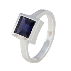 Iolite Solitaire Moroccan 925 Sterling Silver Blue Gems Featherlight Feminine Ring Jewelry
