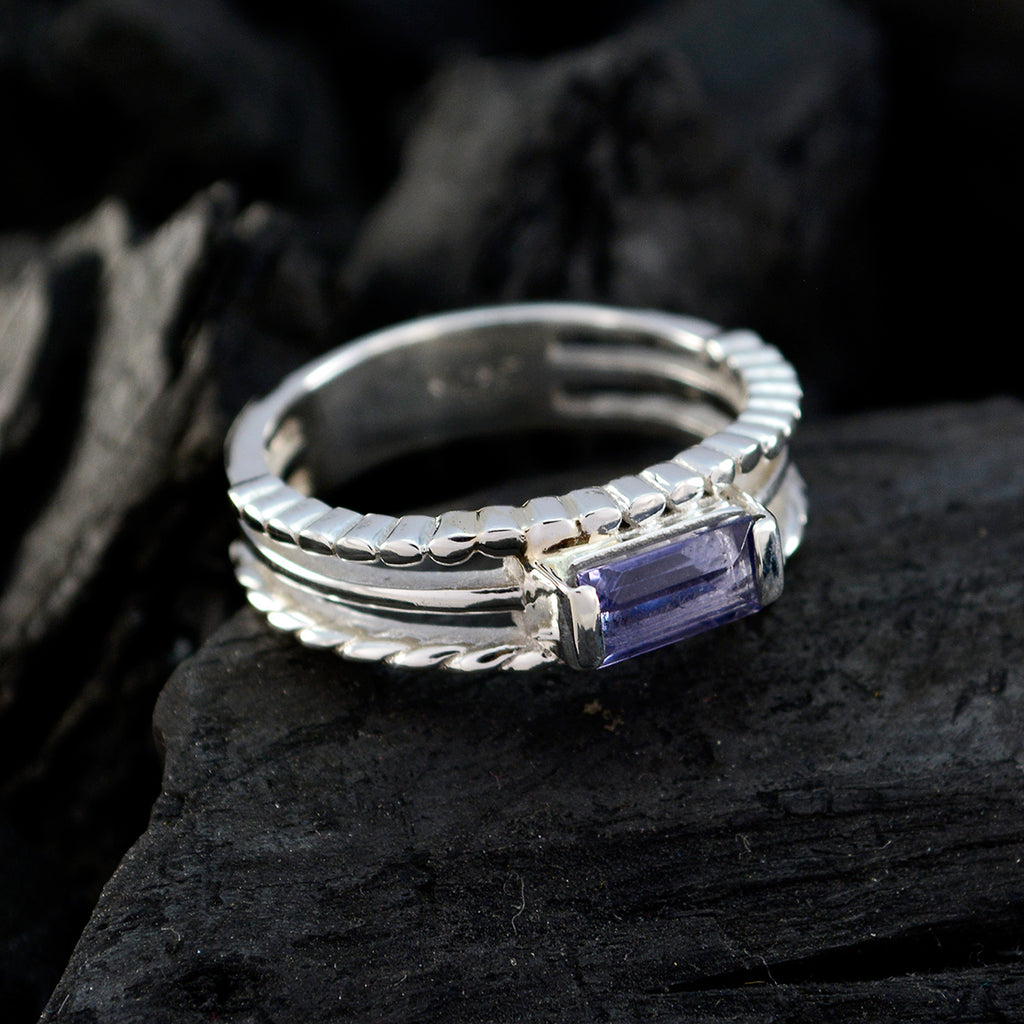 Iolite Solitaire German 92.5 Silver Blue Gemstones Tiny Twist Band Jewelry