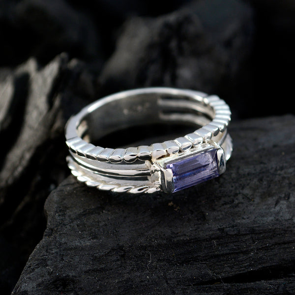 Iolite Solitaire German 92.5 Silver Blue Gemstones Tiny Twist Band Jewelry