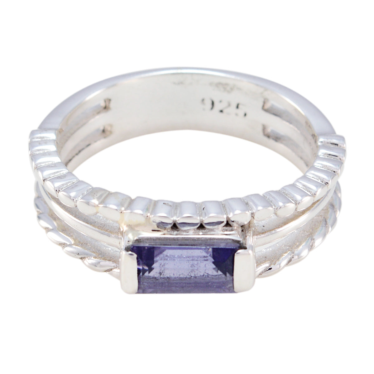 Iolite Solitaire German 92.5 Silver Blue Gemstones Tiny Twist Band Jewelry Главное изображение товара