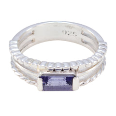 Iolite Solitaire German 92.5 Silver Blue Gemstones Tiny Twist Band Jewelry