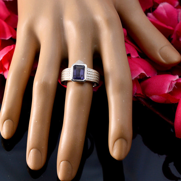 Iolite Solitaire Egyptian 925 Silver Blue Gemstone Mid weight Fairytale Ring Jewellery