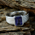 Iolite Solitaire Egyptian 925 Silver Blue Gemstone Mid weight Fairytale Ring Jewellery
