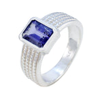 Iolite Solitaire Egyptian 925 Silver Blue Gemstone Mid weight Fairytale Ring Jewellery