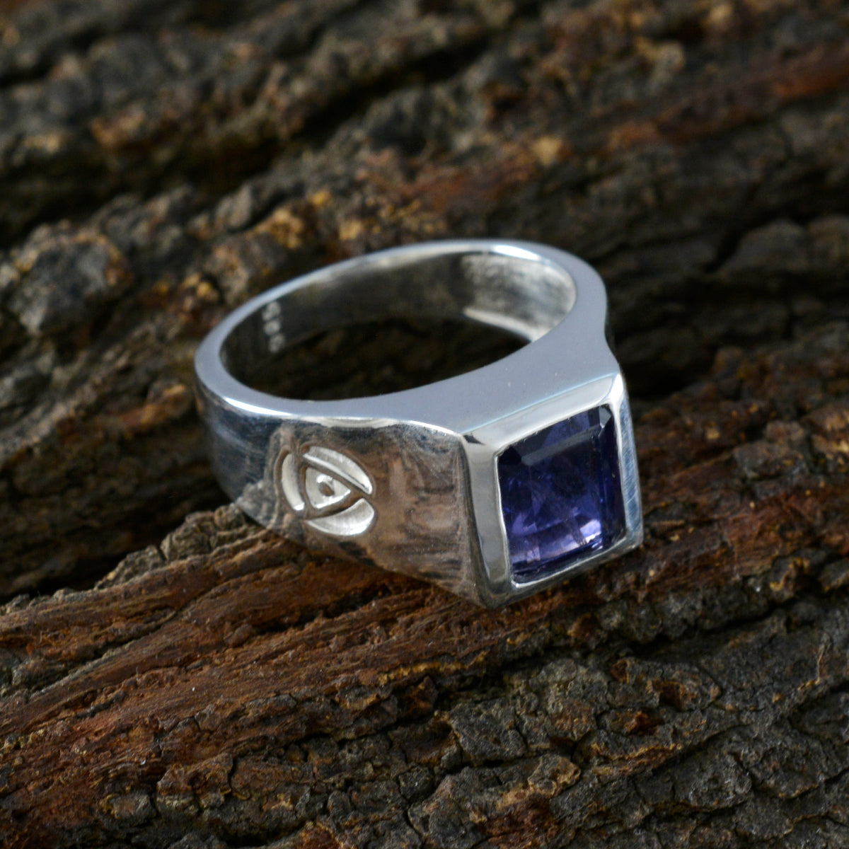 Iolite Solitaire African 925 Sterling Silver Blue Gemstones Versatile Contemporary Ring Jewelry