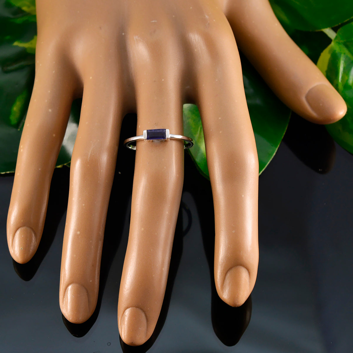 Iolite Solitaire American 925 Sterling Silver Blue Gems Elegant  Feminine Ring Jewelry