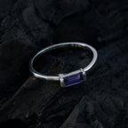 Iolite Solitaire American 925 Sterling Silver Blue Gems Elegant  Feminine Ring Jewelry
