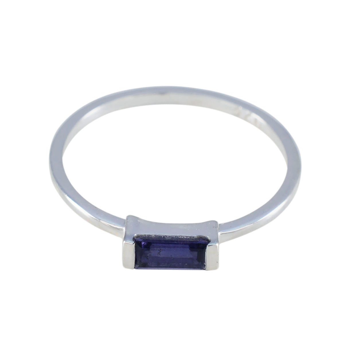 Iolite Solitaire American 925 Sterling Silver Blue Gems Elegant  Feminine Ring Jewelry