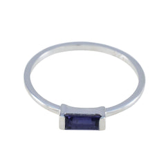 Iolite Solitaire American 925 Sterling Silver Blue Gems Elegant  Feminine Ring Jewelry