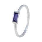 Iolite Solitaire American 925 Sterling Silver Blue Gems Elegant  Feminine Ring Jewelry