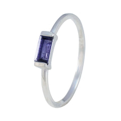 Iolite Solitaire American 925 Sterling Silver Blue Gems Elegant  Feminine Ring Jewelry