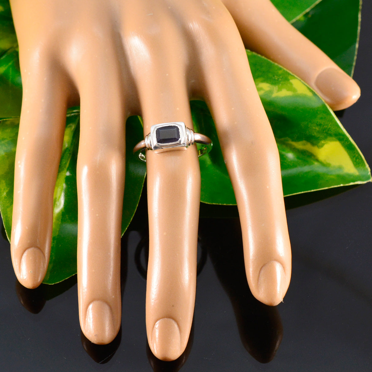 Iolite Solitaire Turkish Sterling Silver Blue Gemstone Whisper thin Trendy Ring Jewellery