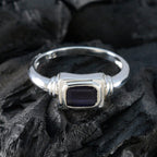 Iolite Solitaire Turkish Sterling Silver Blue Gemstone Whisper thin Trendy Ring Jewellery