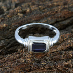 Iolite Solitaire Turkish Sterling Silver Blue Gemstone Whisper thin Trendy Ring Jewellery