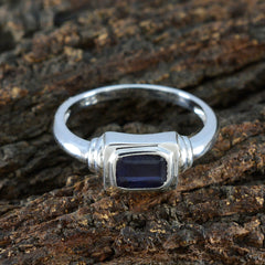 Iolite Solitaire Turkish Sterling Silver Blue Gemstone Whisper thin Trendy Ring Jewellery