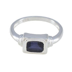 Iolite Solitaire Turkish Sterling Silver Blue Gemstone Whisper thin Trendy Ring Jewellery