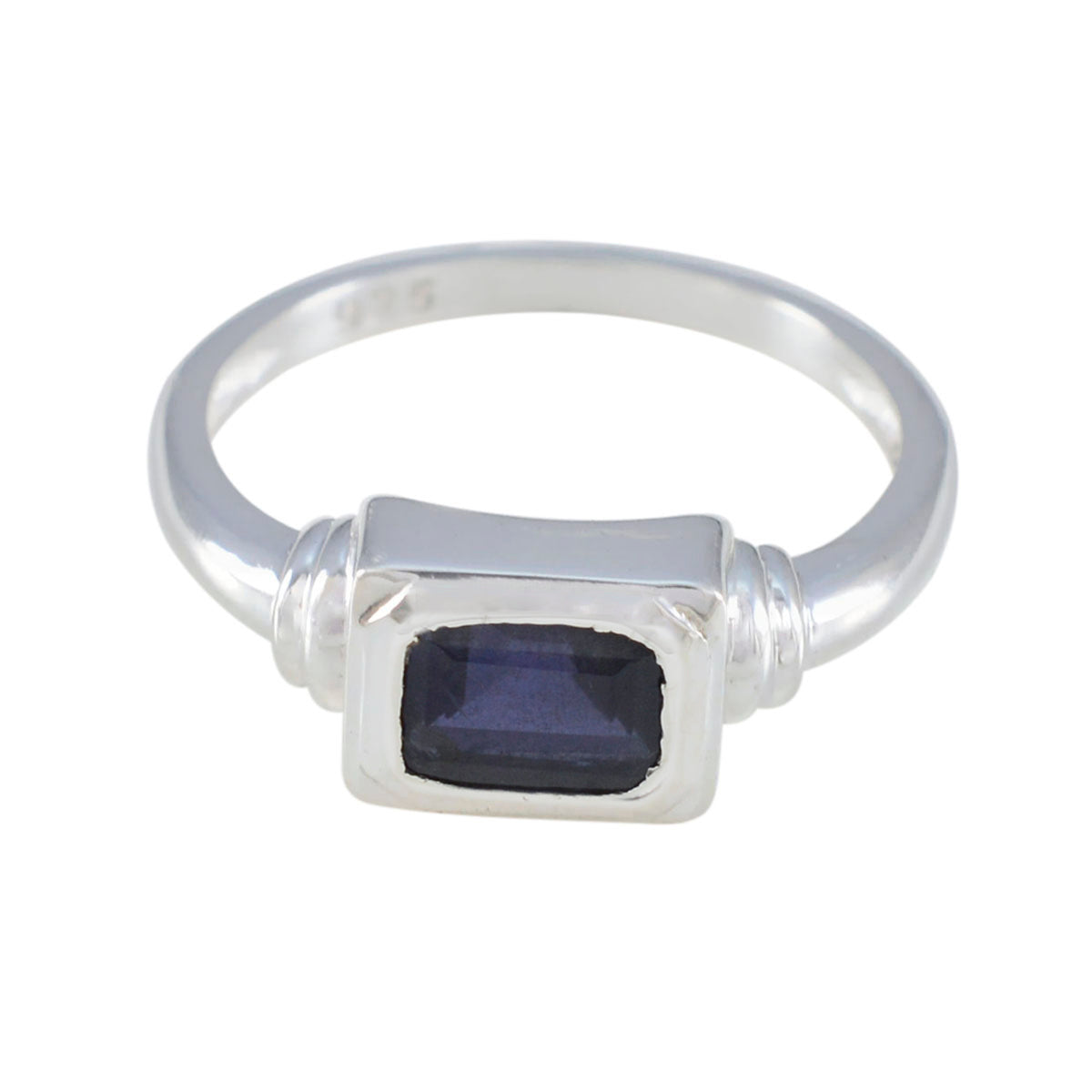 Iolite Solitaire Turkish Sterling Silver Blue Gemstone Whisper thin Trendy Ring Jewellery
