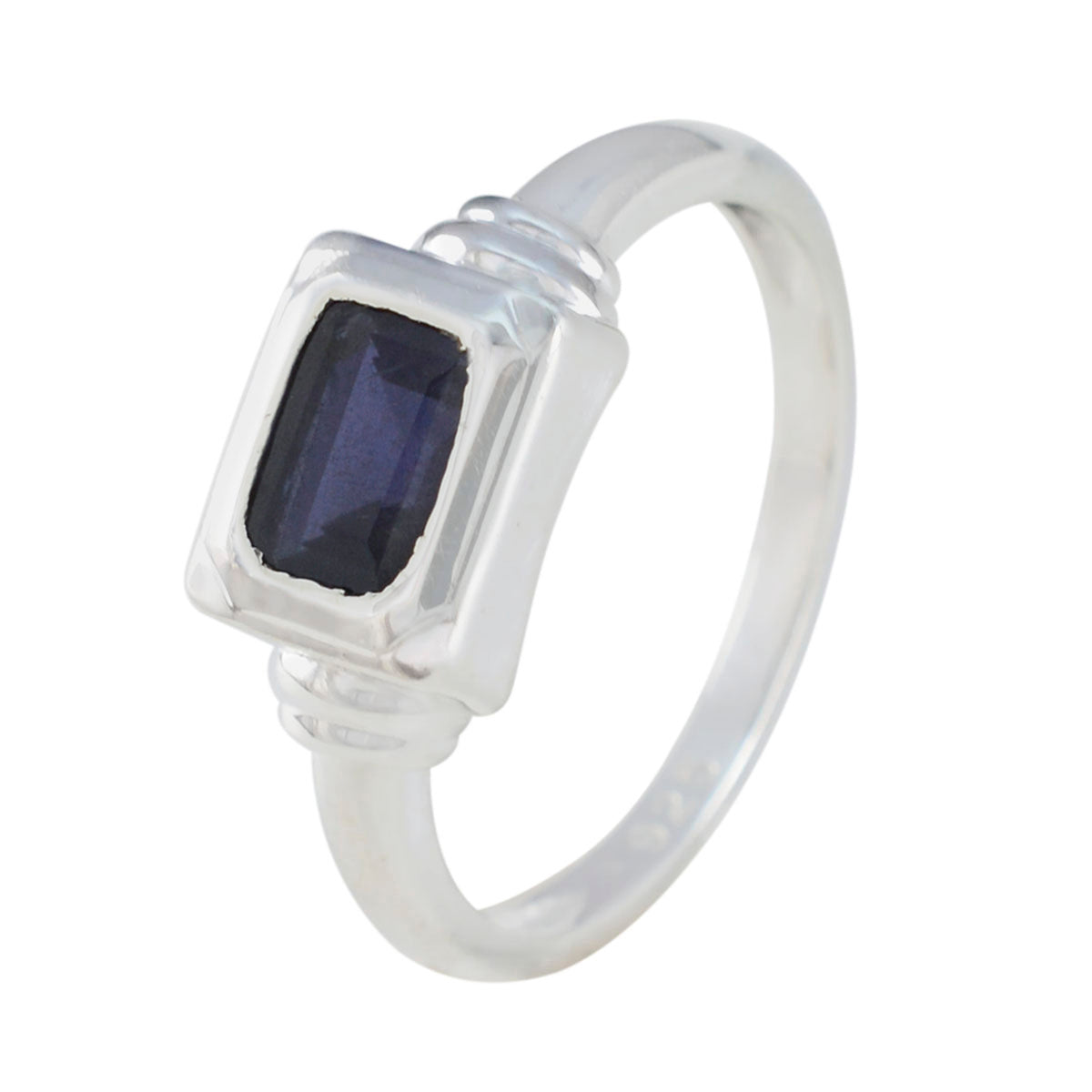 Iolite Solitaire Turkish Sterling Silver Blue Gemstone Whisper thin Trendy Ring Jewellery