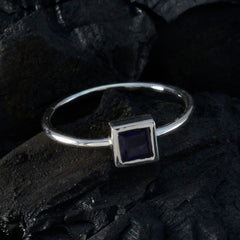 Iolite Solitaire Japanese Silver Blue Gemstones Elegant  Abstract Ring Jewelry