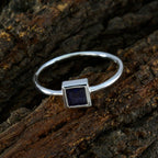 Iolite Solitaire Japanese Silver Blue Gemstones Elegant  Abstract Ring Jewelry