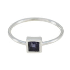 Iolite Solitaire Japanese Silver Blue Gemstones Elegant  Abstract Ring Jewelry