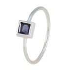 Iolite Solitaire Japanese Silver Blue Gemstones Elegant  Abstract Ring Jewelry