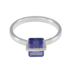Iolite Solitaire American 925 Sterling Silver Blue Gemstone Dainty Trendy Ring Jewelry