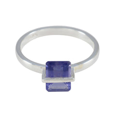 Iolite Solitaire American 925 Sterling Silver Blue Gemstone Dainty Trendy Ring Jewelry