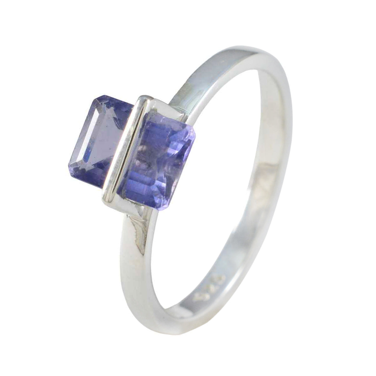 Iolite Solitaire American 925 Sterling Silver Blue Gemstone Dainty Trendy Ring Jewelry