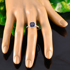 Iolite Solitaire American Sterling Silver Blue Gemstone Dainty Modern Ring Jewellery