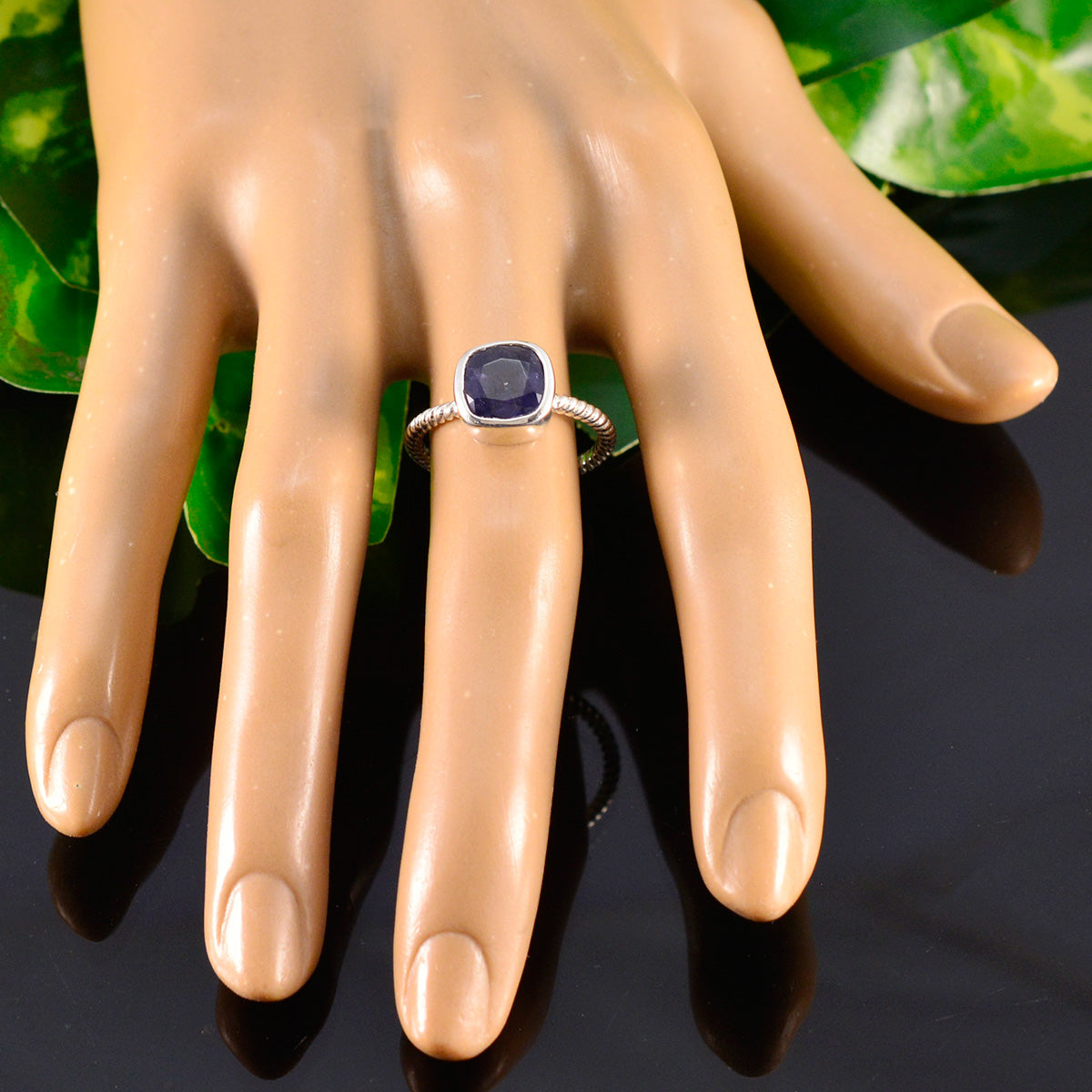 Iolite Solitaire American Sterling Silver Blue Gemstone Dainty Modern Ring Jewellery