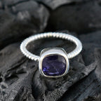 Iolite Solitaire American Sterling Silver Blue Gemstone Dainty Modern Ring Jewellery