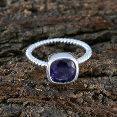 Iolite Solitaire American Sterling Silver Blue Gemstone Dainty Modern Ring Jewellery