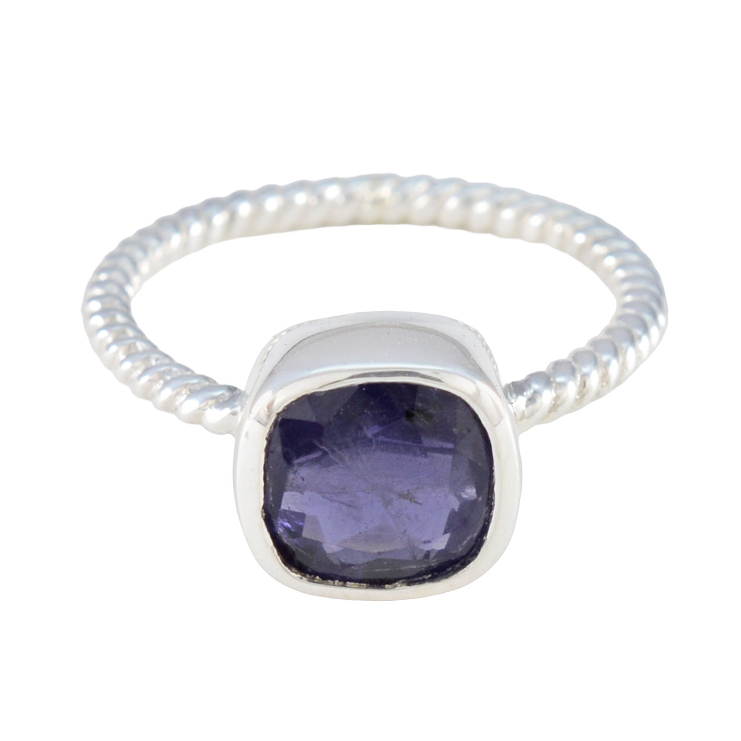 Iolite Solitaire American Sterling Silver Blue Gemstone Dainty Modern Ring Jewellery Imagen principal del producto