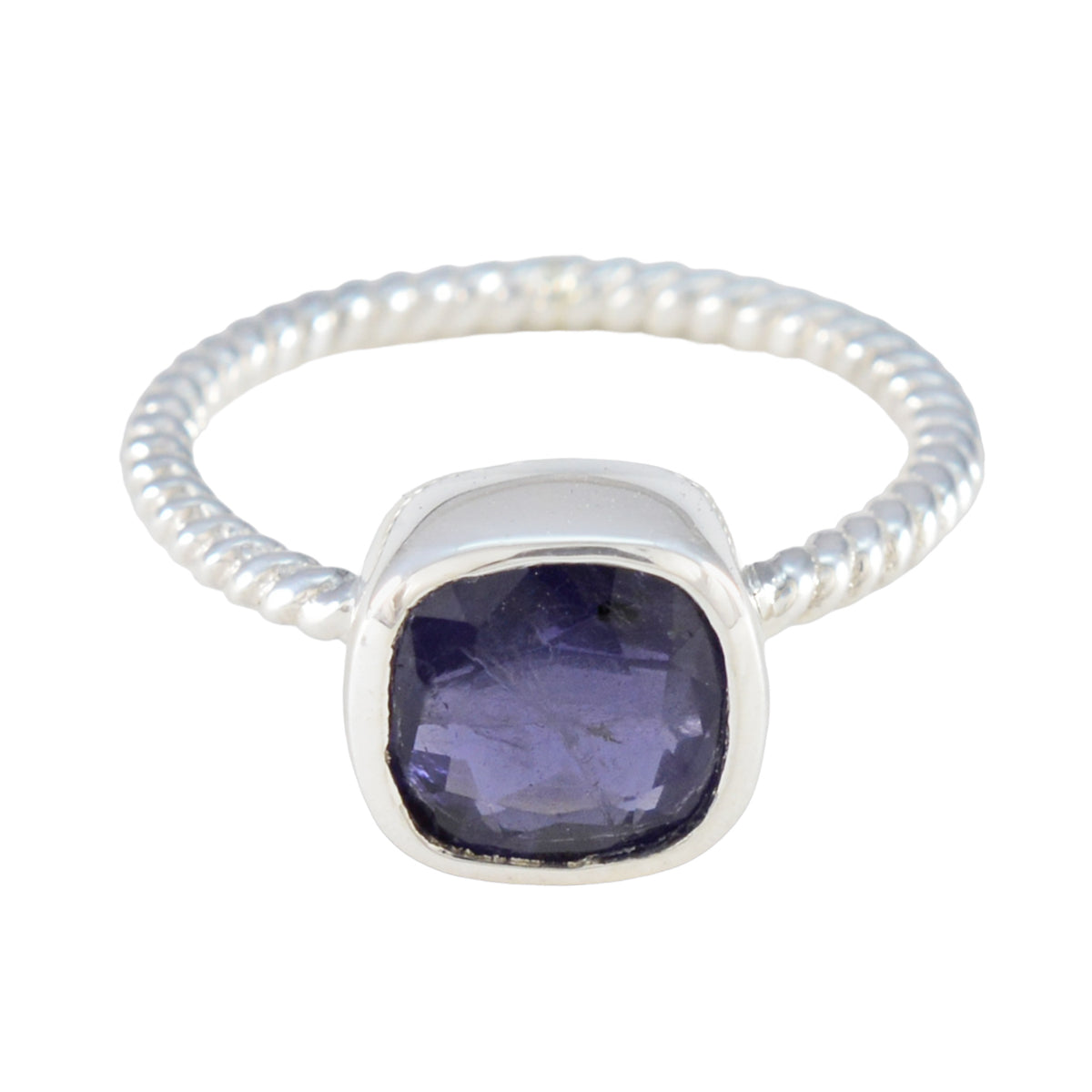 Iolite Solitaire American Sterling Silver Blue Gemstone Dainty Modern Ring Jewellery